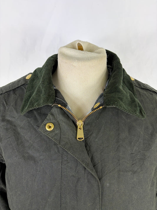 Giacca Barbour cerata da donna verde UK8 Xsmall -Lady Green wax Beresford Jacket size UK 8