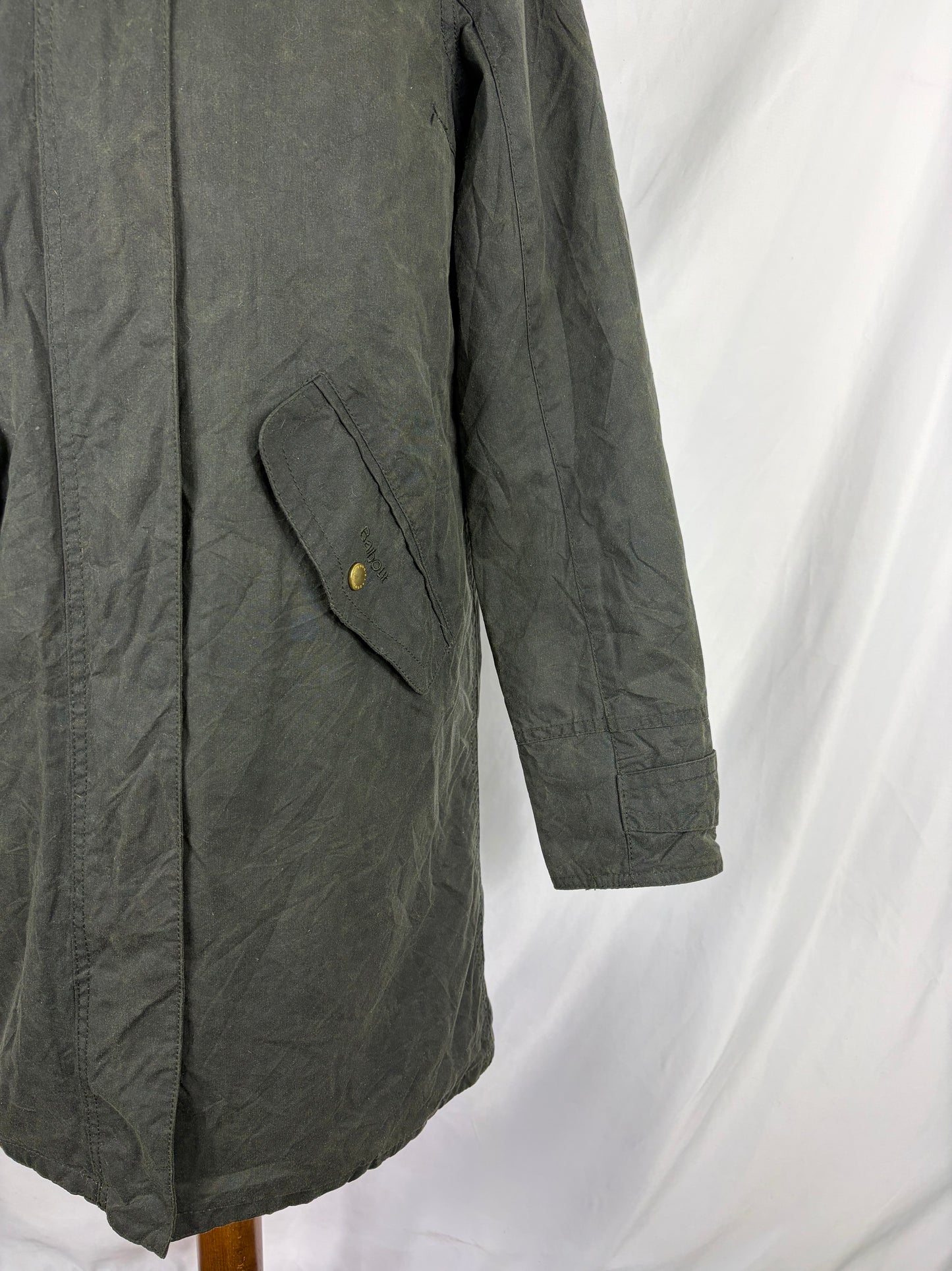 Giacca Barbour cerata da donna verde UK8 Xsmall -Lady Green wax Beresford Jacket size UK 8
