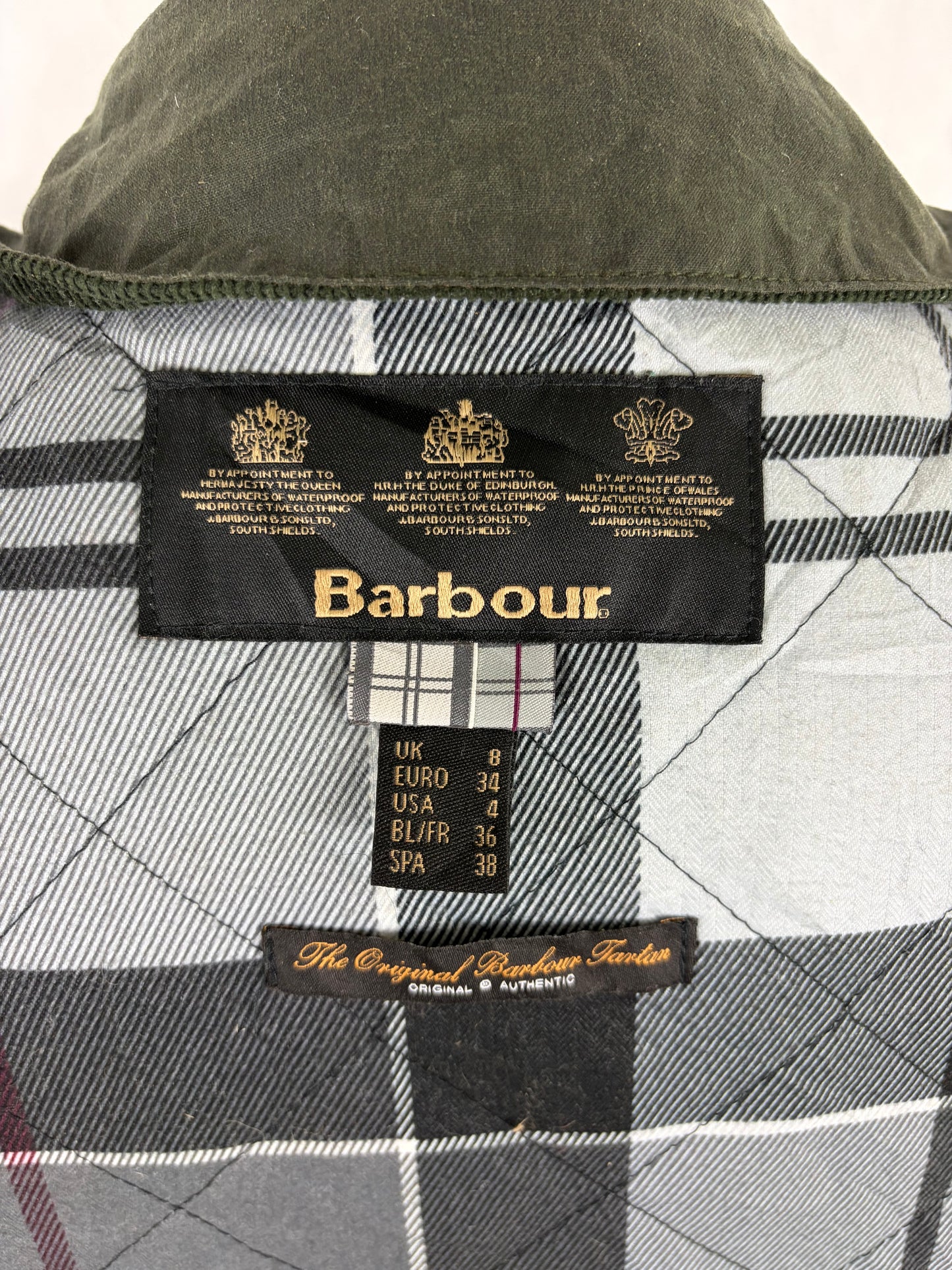 Giacca Barbour cerata da donna verde UK8 Xsmall -Lady Green wax Beresford Jacket size UK 8