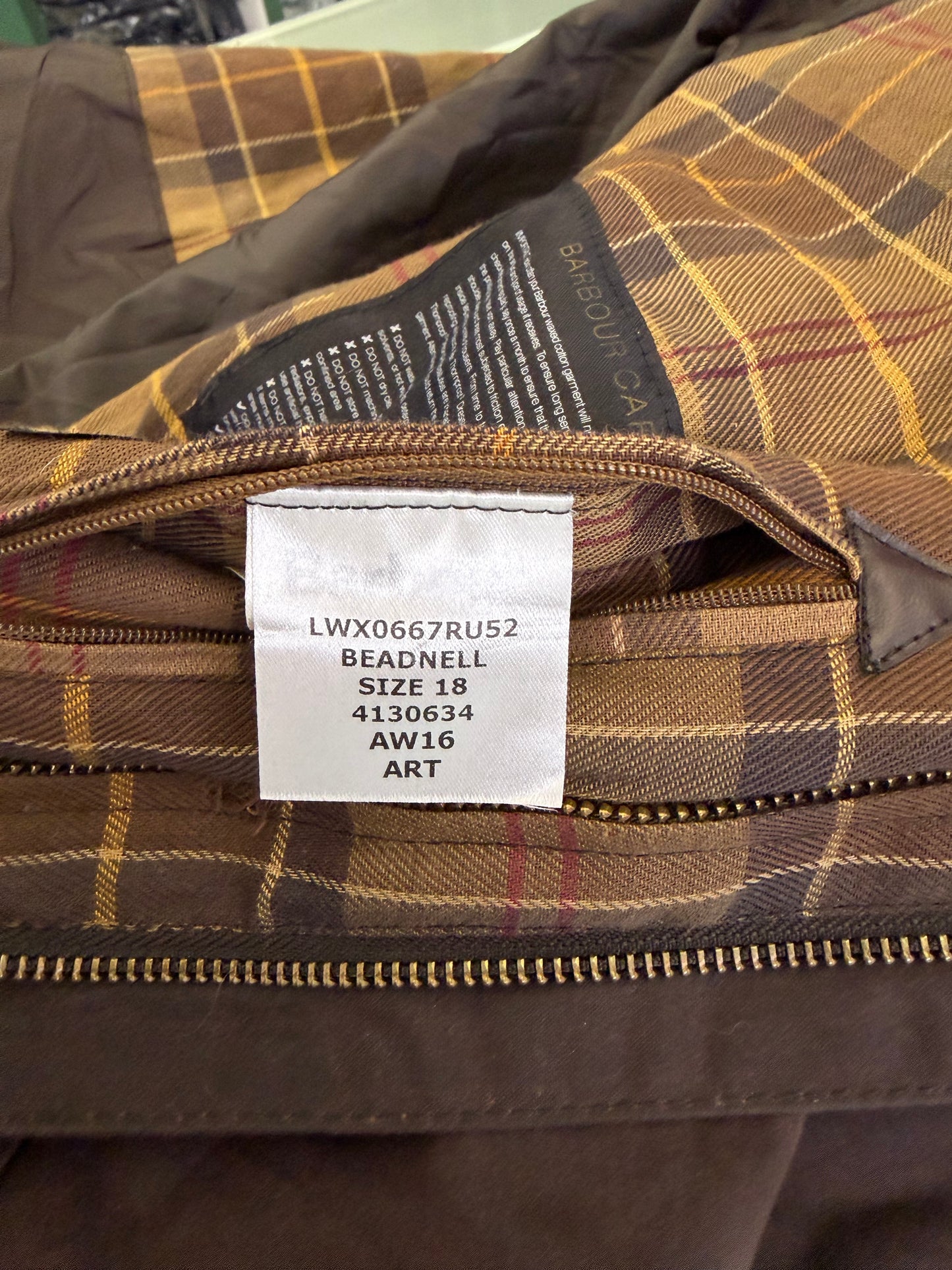 Giacca Barbour marrone Beadnell Uk 18 tg.48 -Brown Beadnell Wax jacket Size uk18