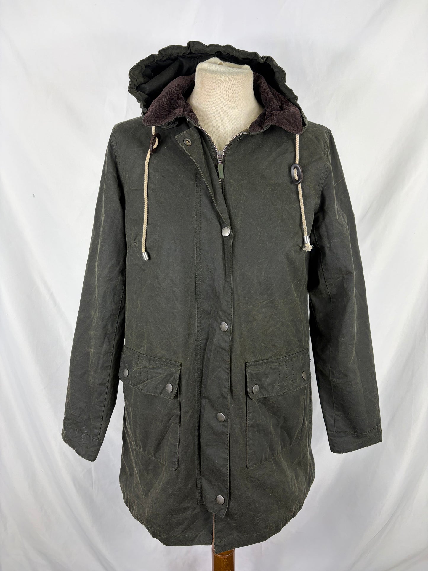 Giacca Barbour verde cerata da donna Uk 10 tg.40 -Green Whitmore Wax jacket Size uk10 Small