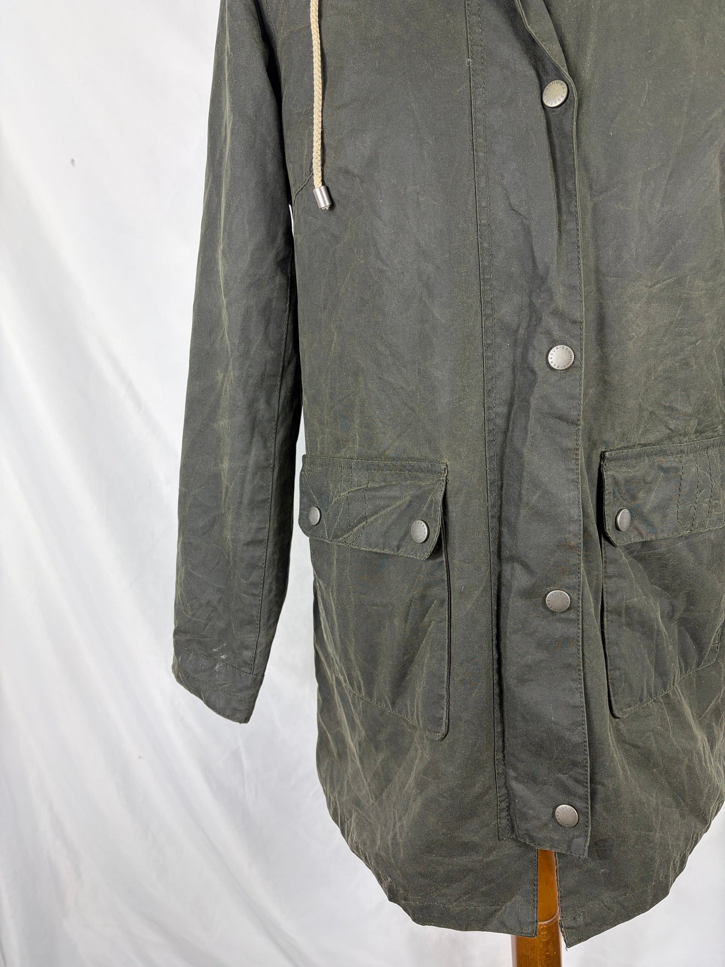 Giacca Barbour verde cerata da donna Uk 10 tg.40 -Green Whitmore Wax jacket Size uk10 Small