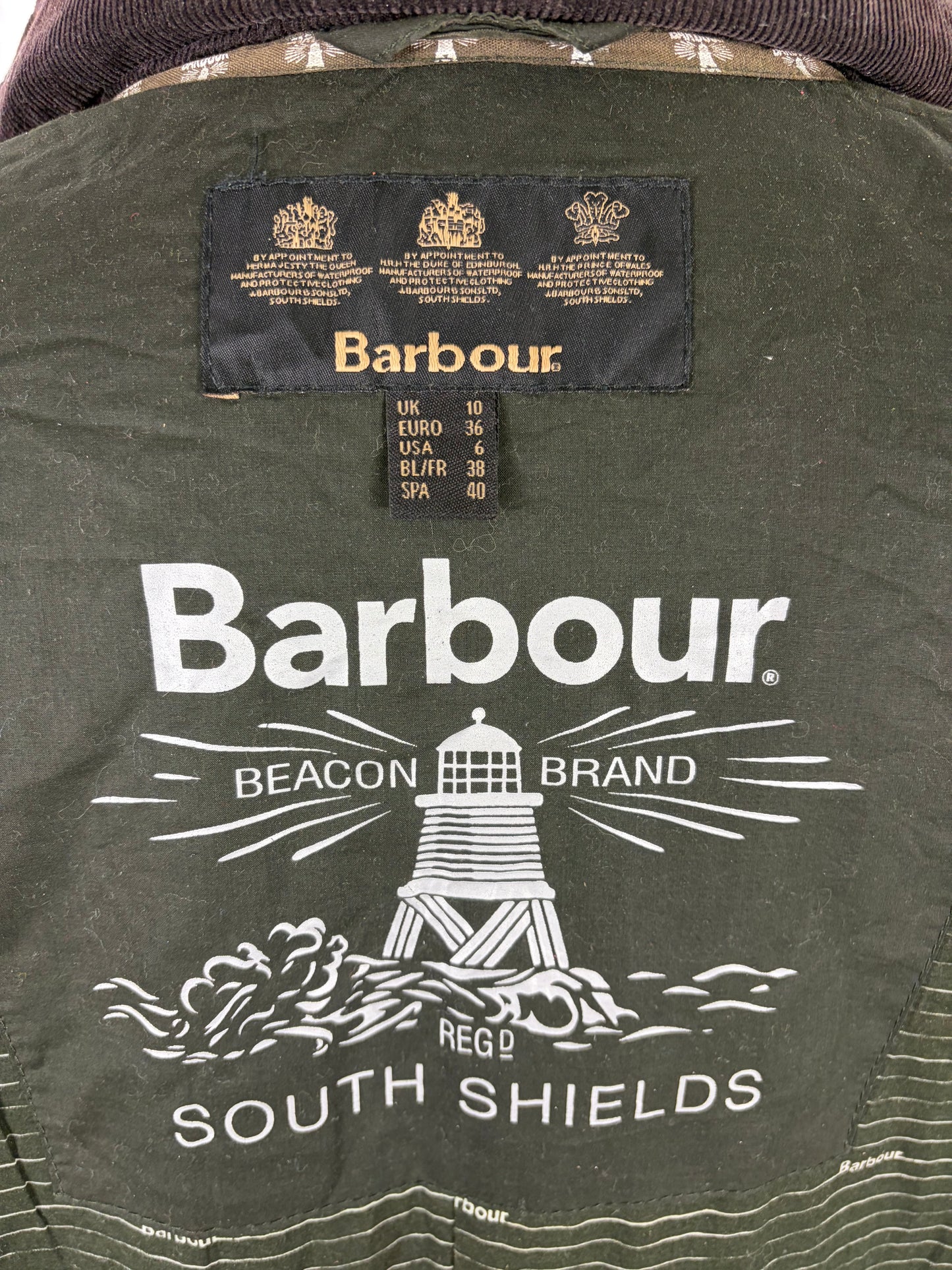 Giacca Barbour verde cerata da donna Uk 10 tg.40 -Green Whitmore Wax jacket Size uk10 Small
