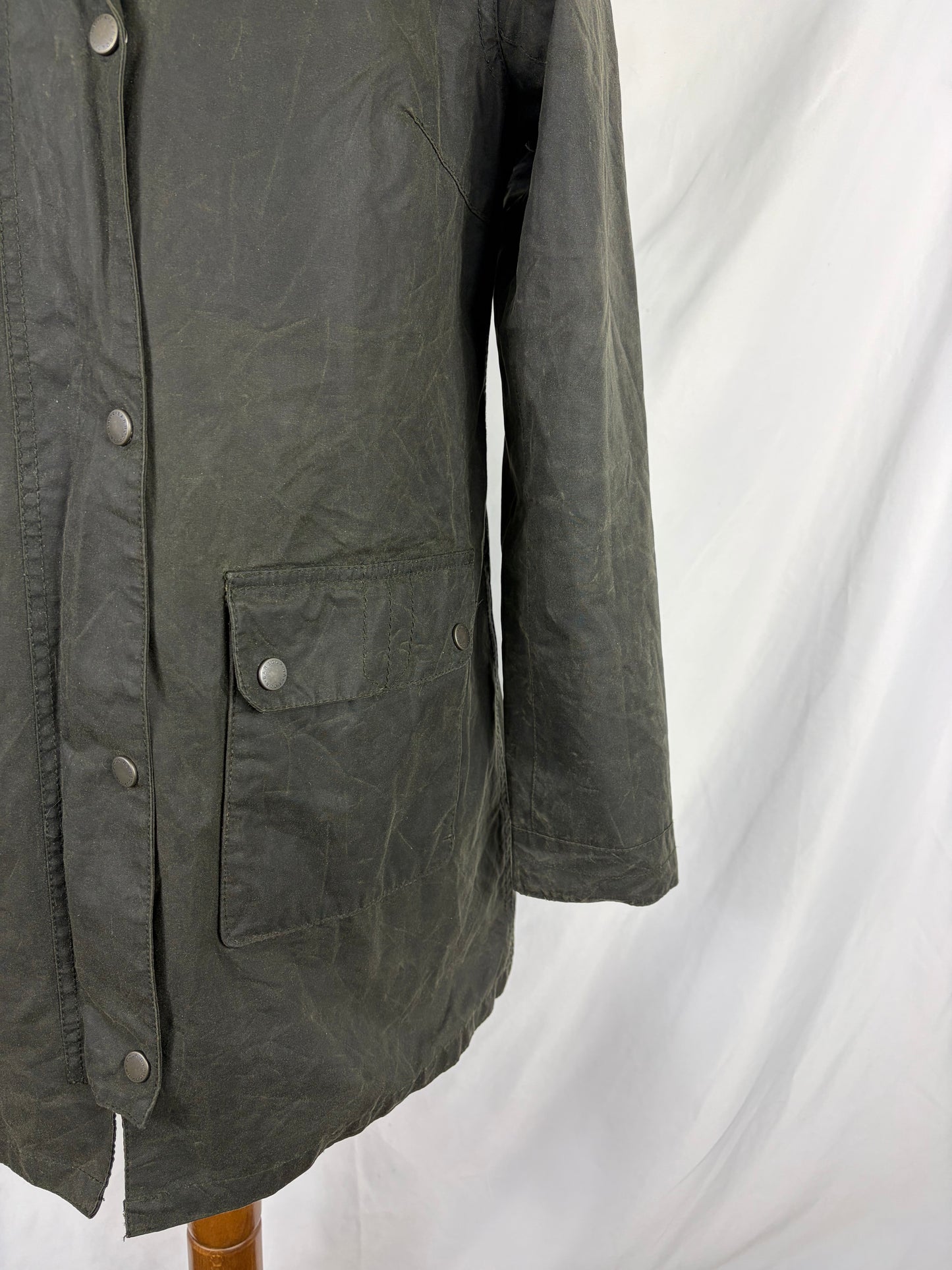 Giacca Barbour verde cerata da donna Uk 10 tg.40 -Green Whitmore Wax jacket Size uk10 Small
