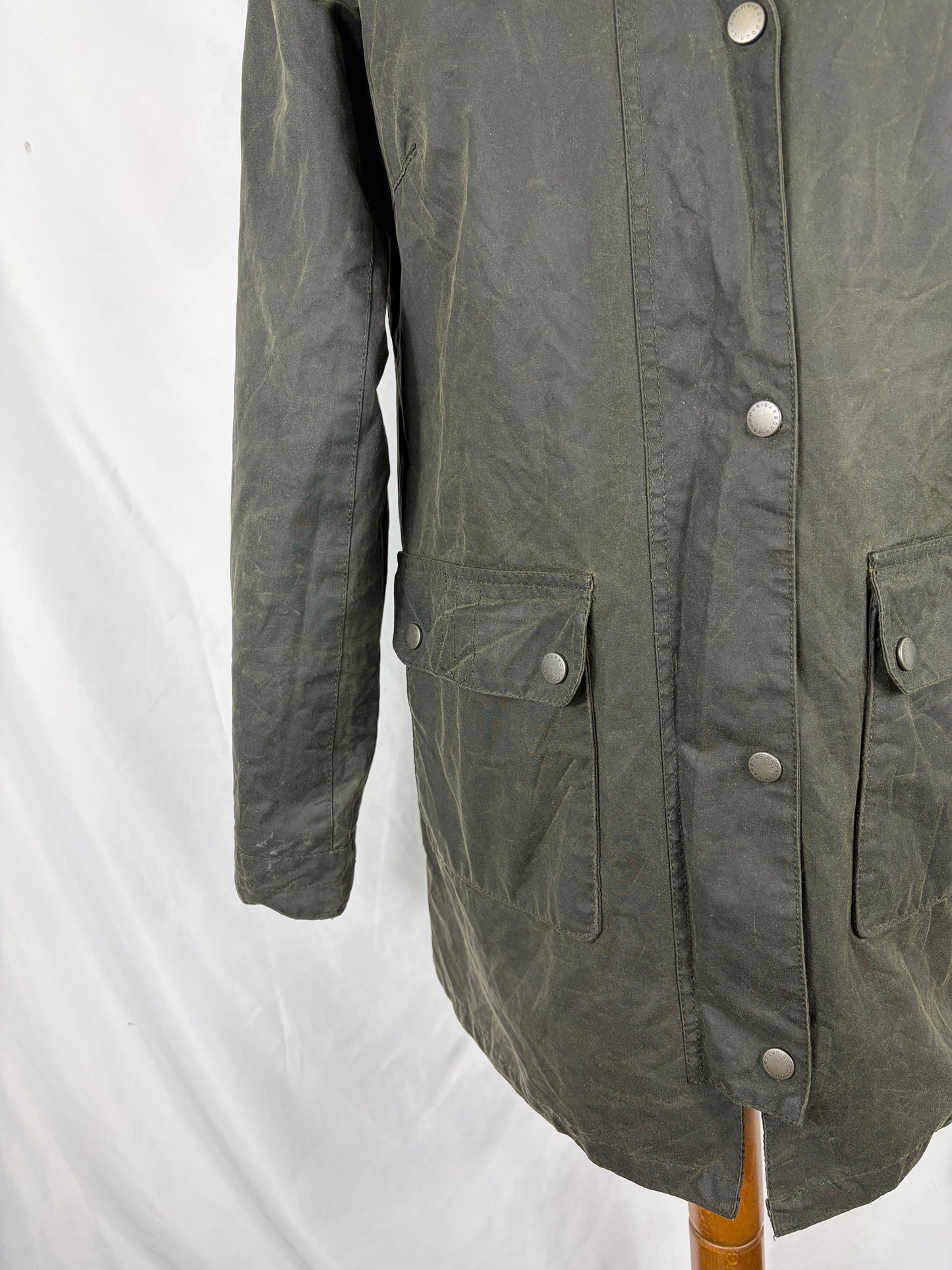 Giacca Barbour verde cerata da donna Uk 10 tg.40 -Green Whitmore Wax jacket Size uk10 Small