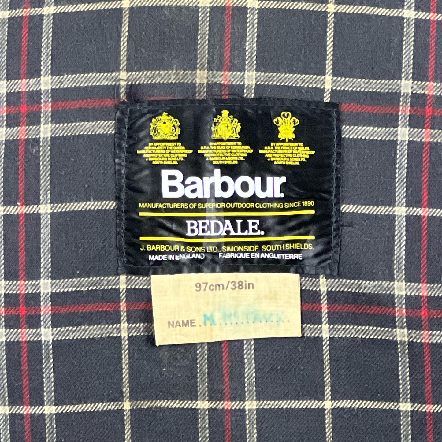 RARO Barbour Bedale 4 tasche C38/97 CM Man Navy vintage Bedale Jacket Small 4 pockets