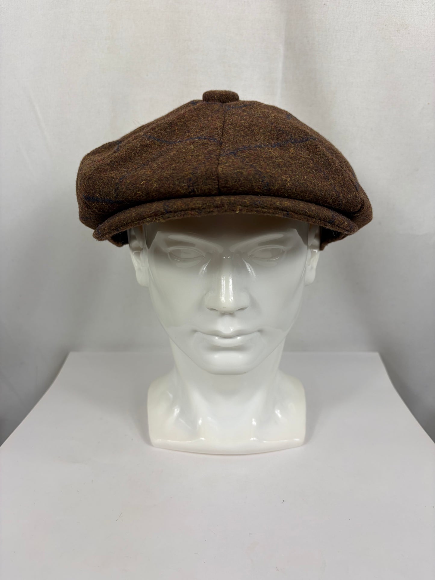 Coppola nuova inglese in lana a otto spicchi marrone in tweed  - Eight panel tweed brown baker boy cap size one