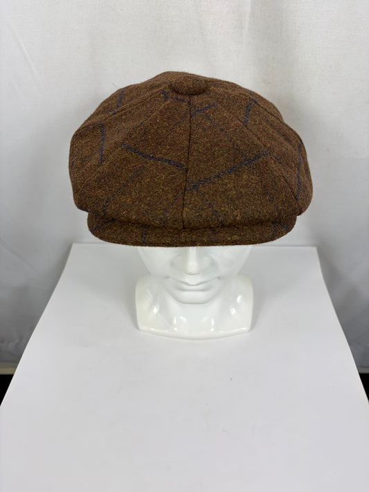 Coppola nuova inglese in lana a otto spicchi marrone in tweed  - Eight panel tweed brown baker boy cap size one - Shop In London