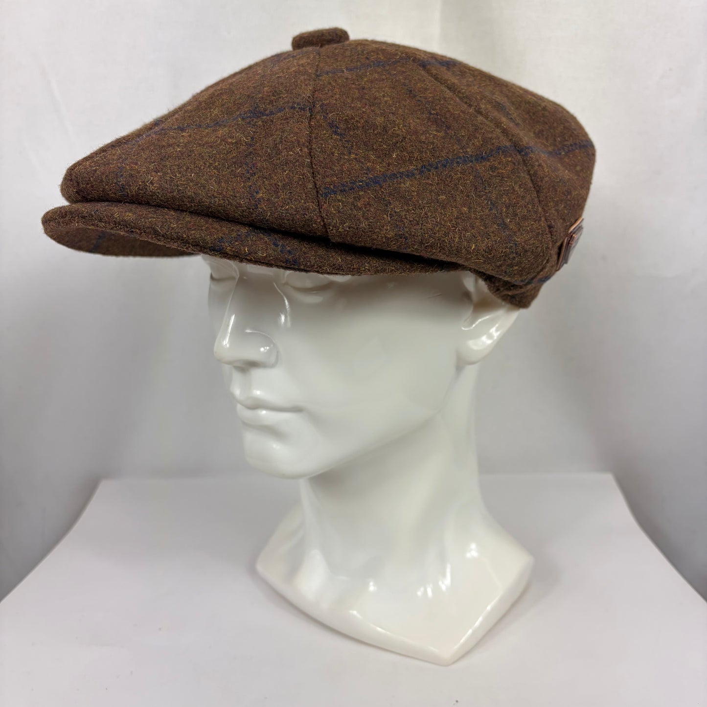 Coppola nuova inglese in lana a otto spicchi marrone in tweed  - Eight panel tweed brown baker boy cap size one
