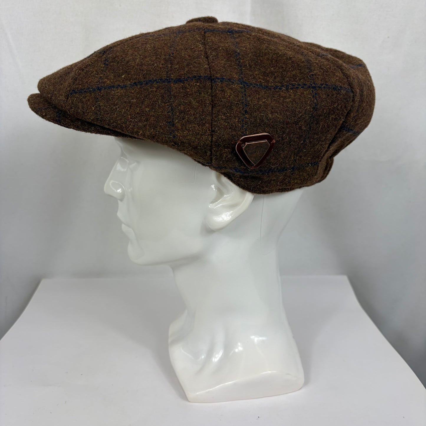 Coppola nuova inglese in lana a otto spicchi marrone in tweed  - Eight panel tweed brown baker boy cap size one