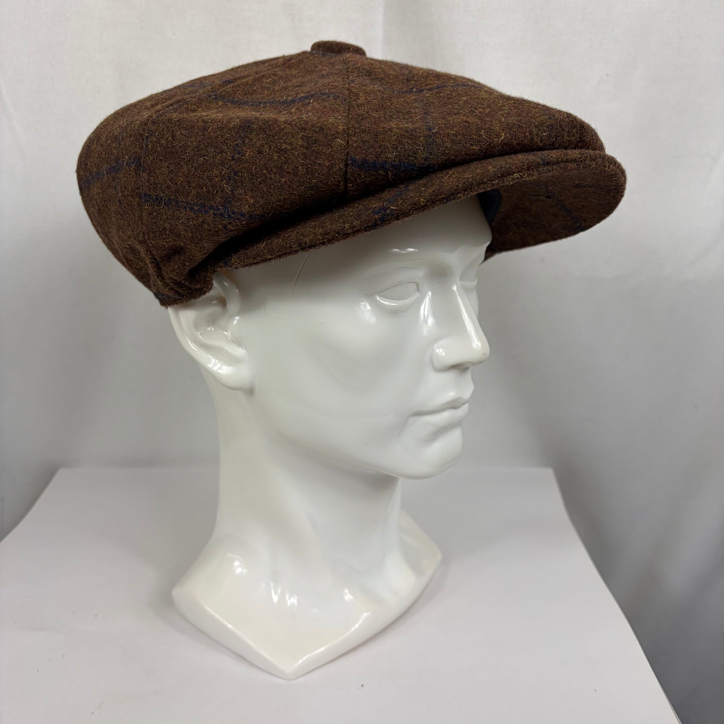 Coppola nuova inglese in lana a otto spicchi marrone in tweed  - Eight panel tweed brown baker boy cap size one
