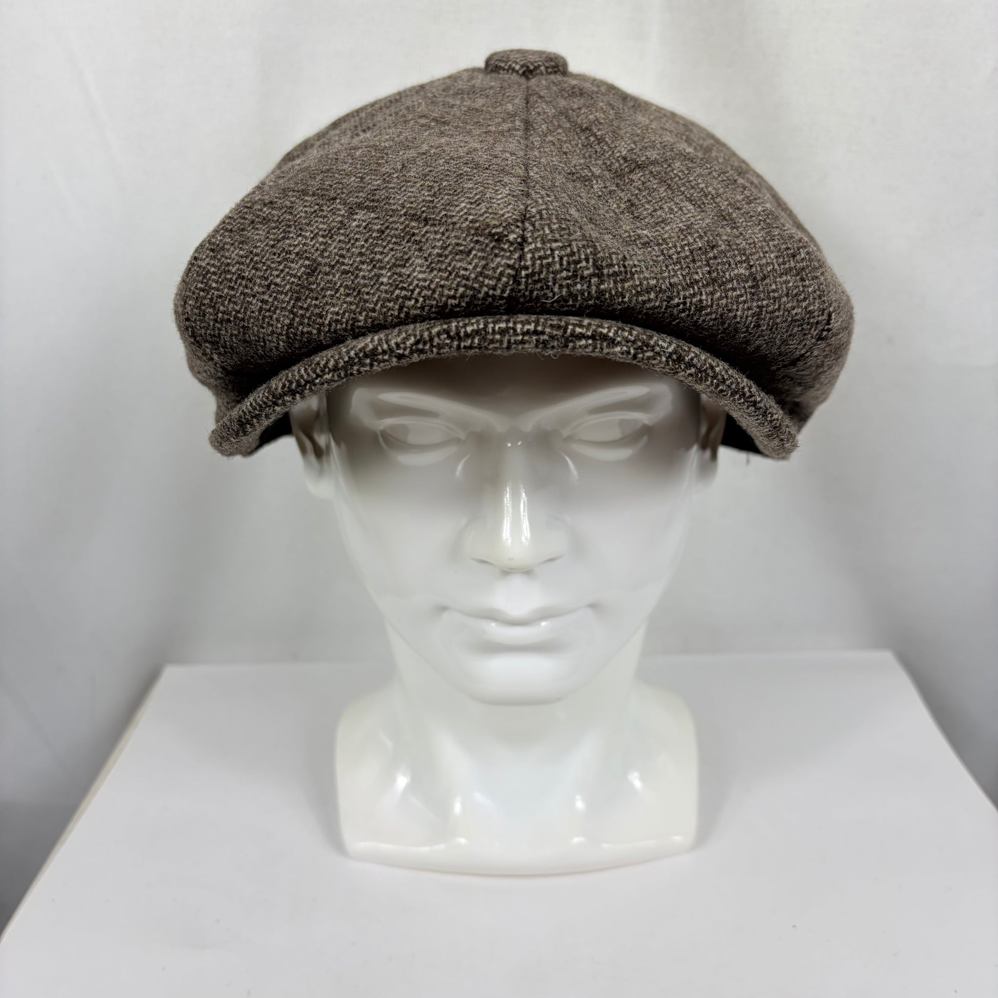 Coppola nuova inglese in lana a otto spicchi marrone chiaro in tweed - Light Brown Eight panel tweed baker boy cap size one - Shop In London