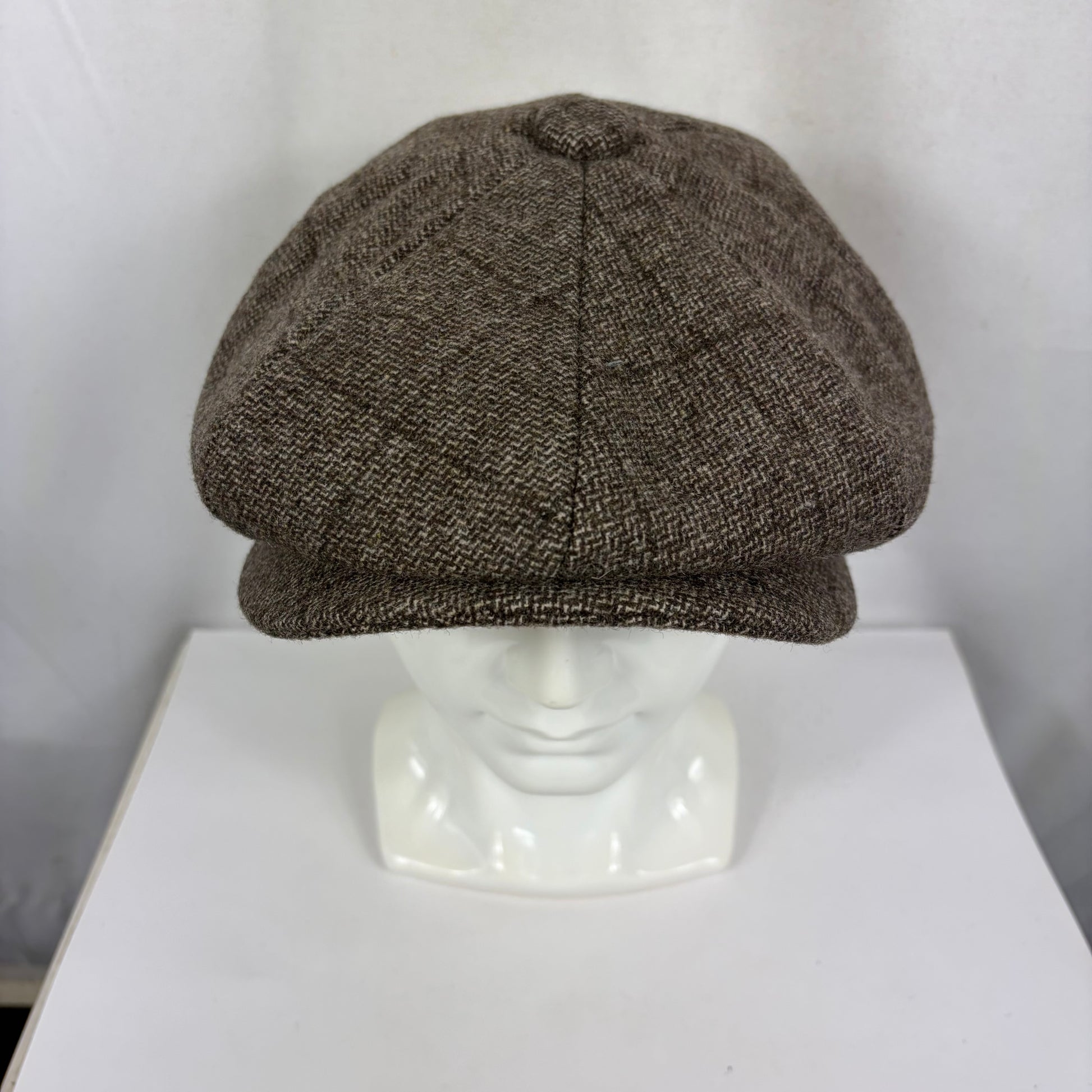 Coppola nuova inglese in lana a otto spicchi marrone chiaro in tweed - Light Brown Eight panel tweed baker boy cap size one - Shop In London