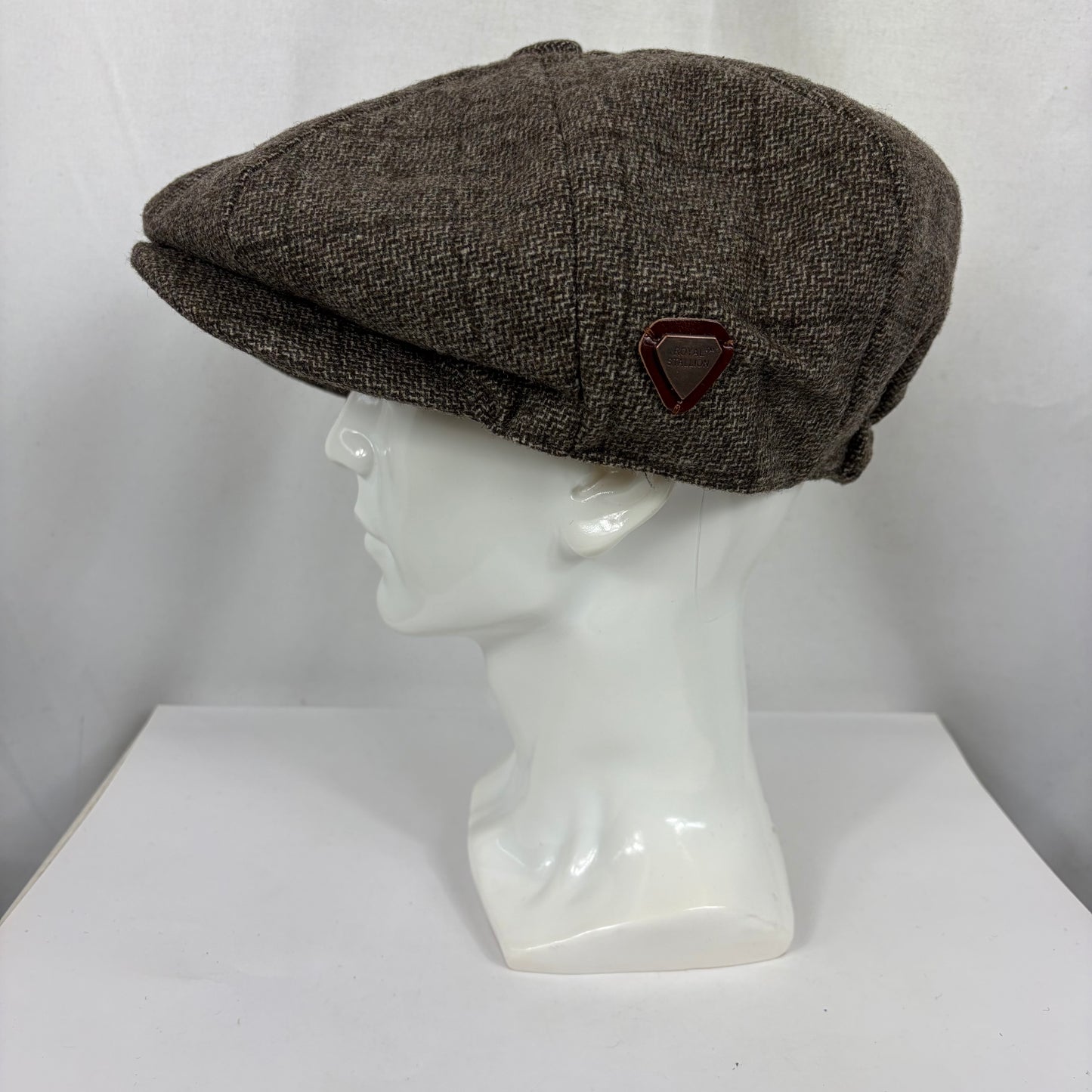 Coppola nuova inglese in lana a otto spicchi marrone chiaro in tweed - Light Brown Eight panel tweed baker boy cap size one - Shop In London