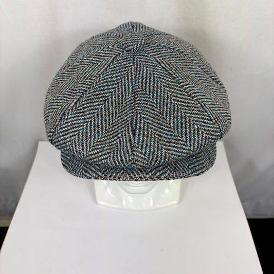 Coppola nuova inglese in lana a spina di pesce a fantasia a otto spicchi stile Peaky Blinders