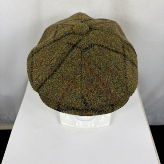 Coppola nuova inglese in lana a otto spicchi verde in tweed  - Eight panel tweed green baker boy cap size one