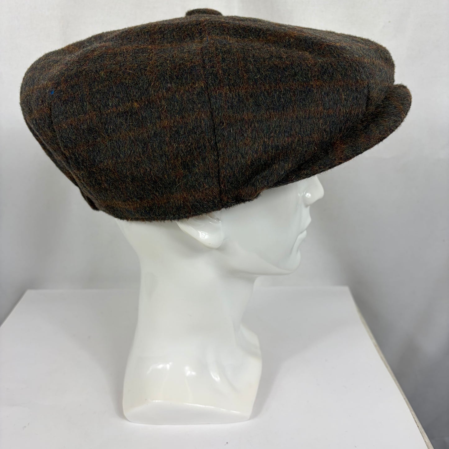 Coppola nuova inglese in lana a otto spicchi verde scuro in tweed - Green Eight panel tweed baker boy cap size one