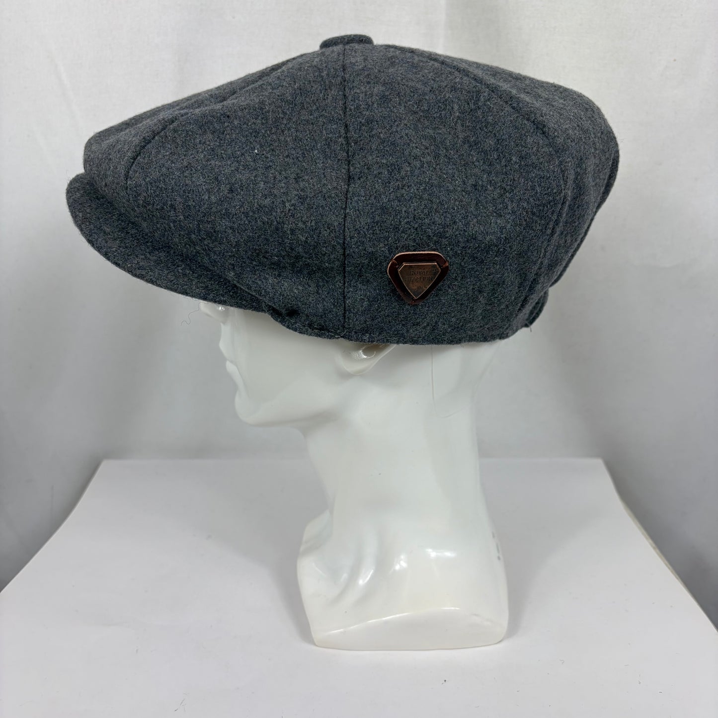 Coppola nuova inglese in lana a otto spicchi di colore grigio chiaro - Eight panel light grey baker boy cap size one