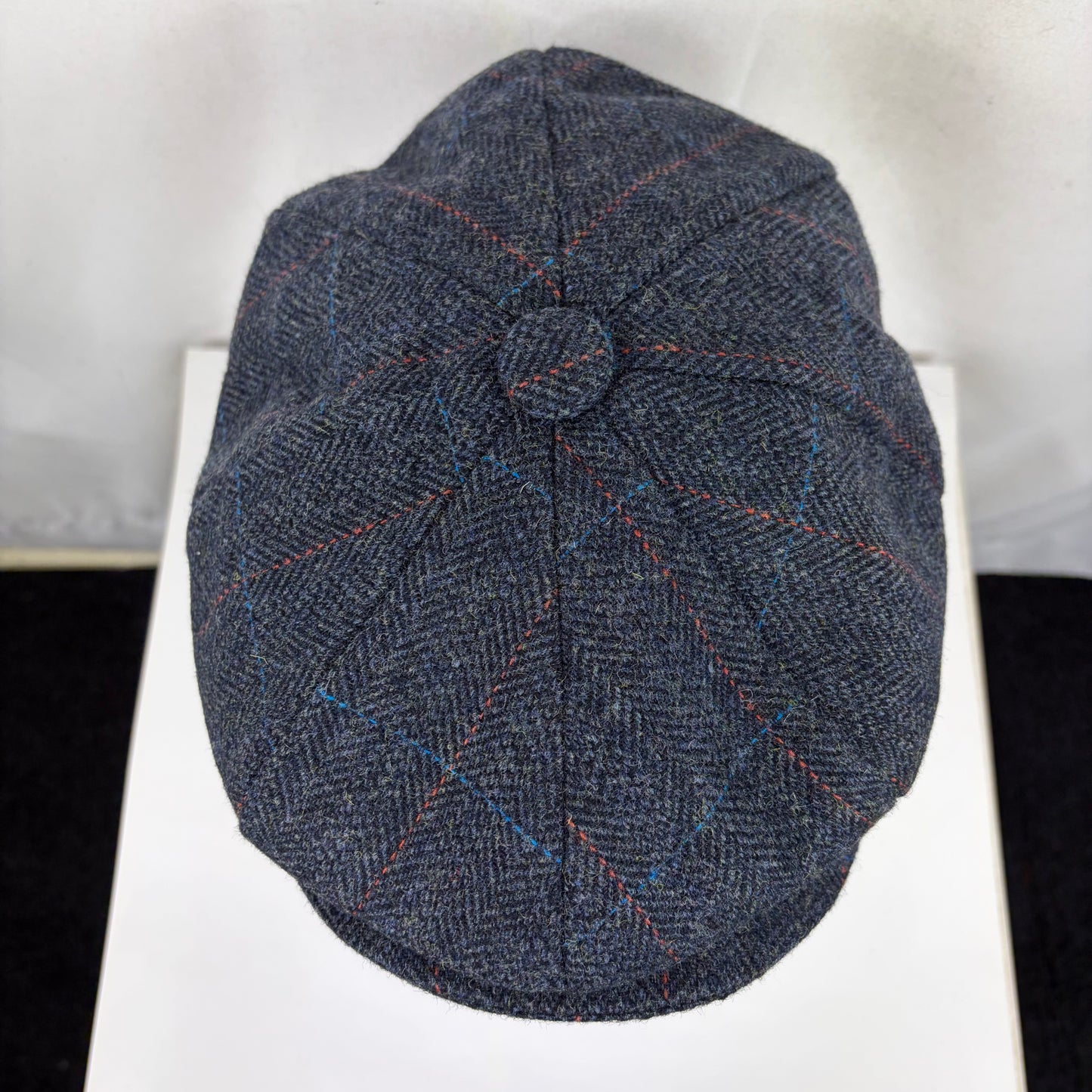 Coppola nuova inglese in lana blu in tweed a otto spicchi stile Peaky Blinders
