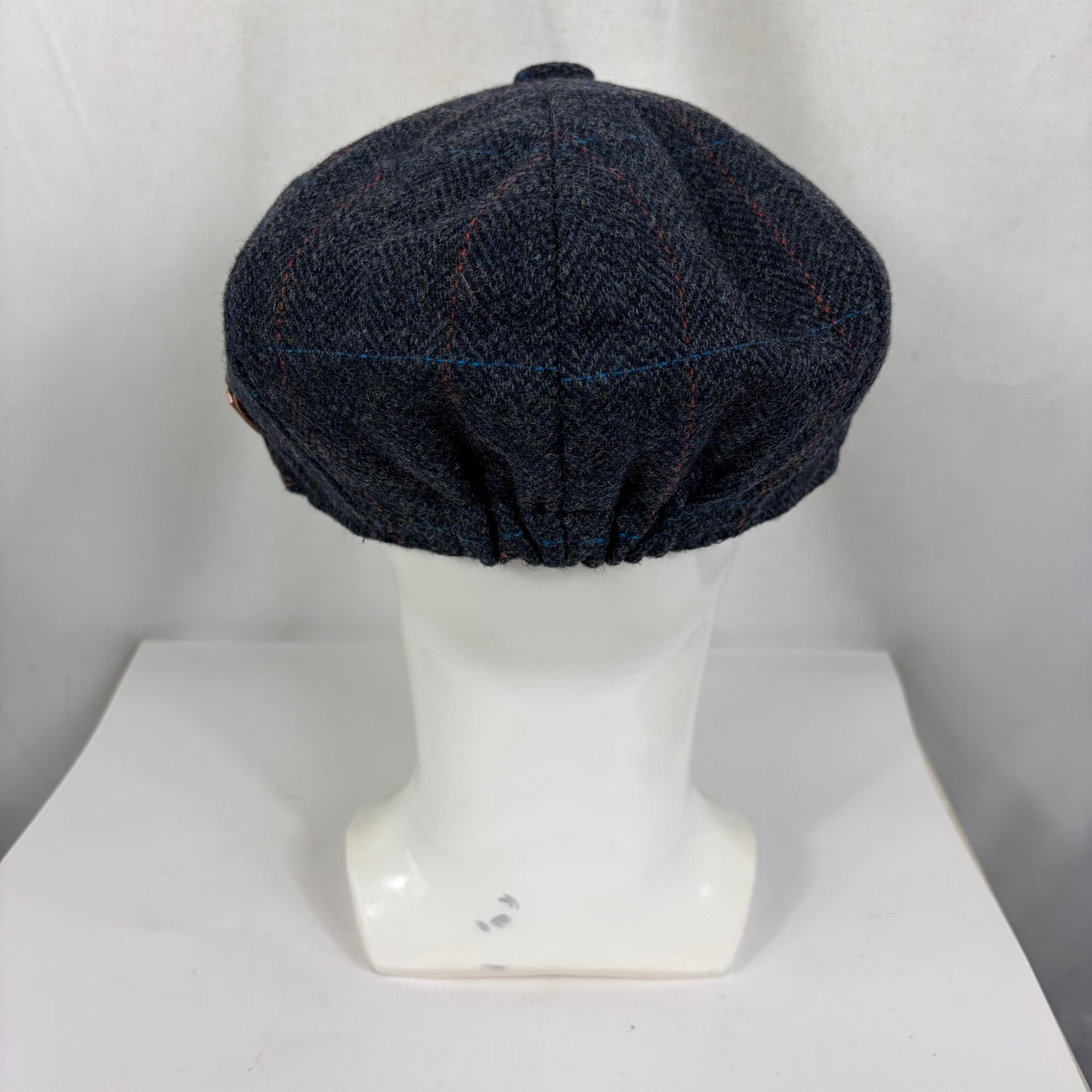 Coppola nuova inglese in lana blu in tweed a otto spicchi stile Peaky Blinders
