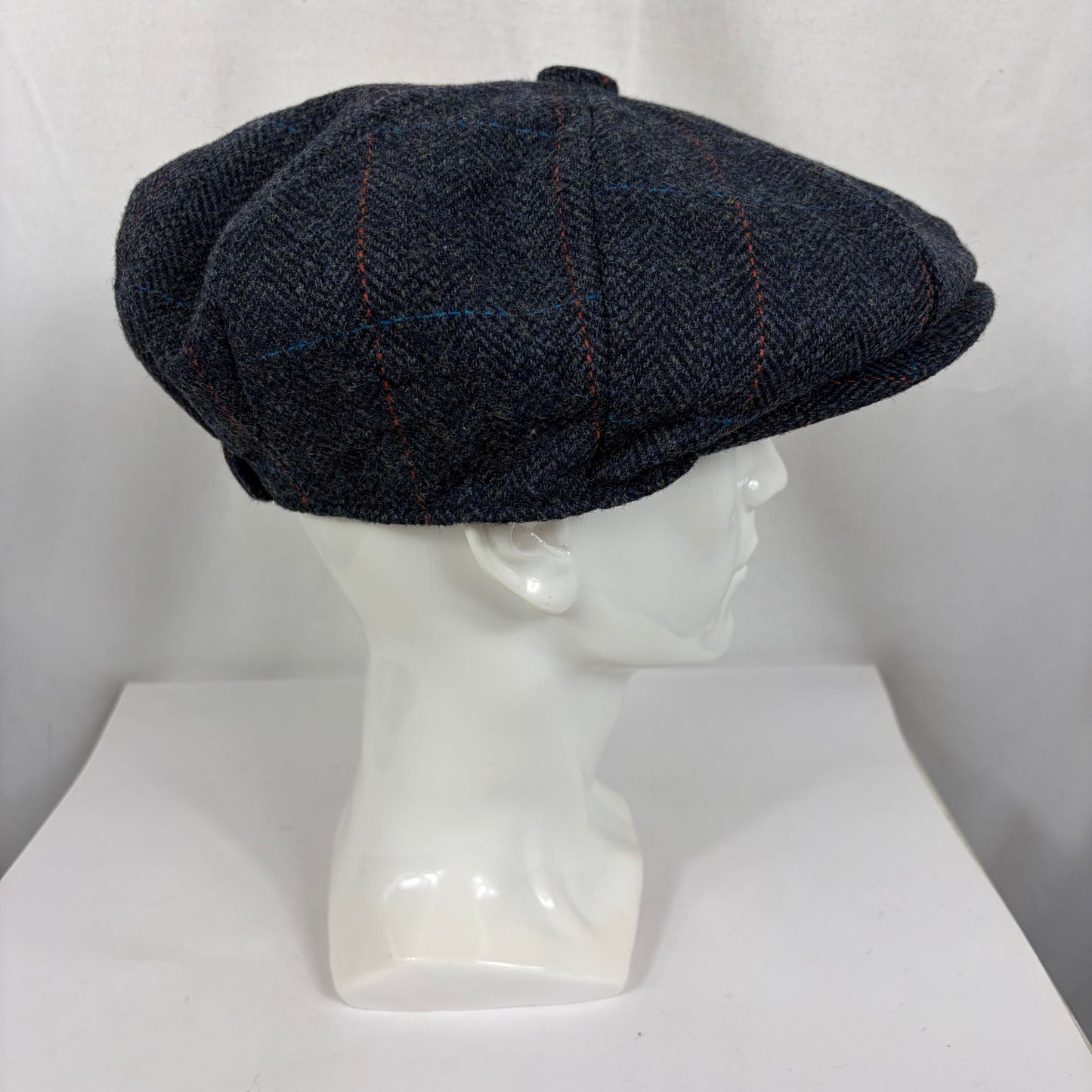 Coppola nuova inglese in lana blu in tweed a otto spicchi stile Peaky Blinders