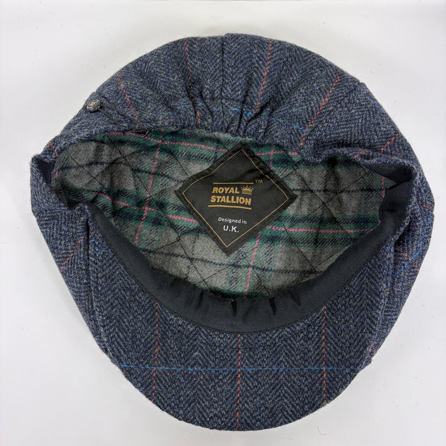 Coppola nuova inglese in lana blu in tweed a otto spicchi stile Peaky Blinders