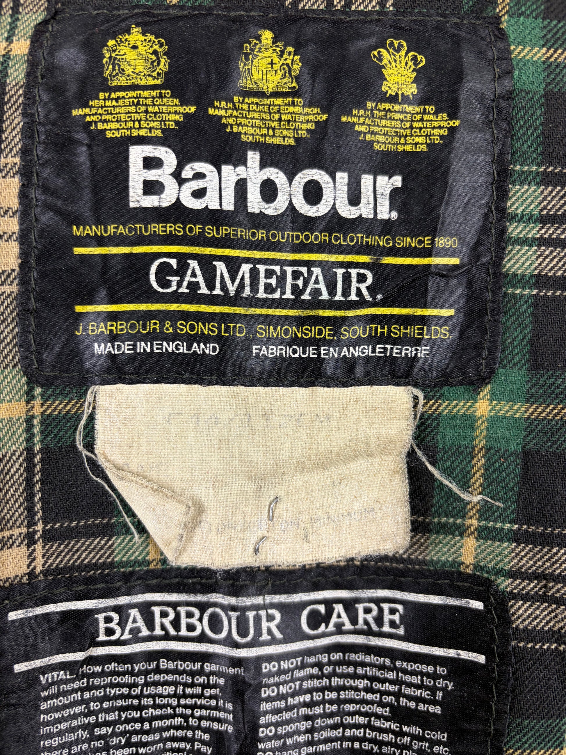 Barbour Gamefair Verde cerato C44/112 cm Man Vintage Green Wax Gamefair Jacket c44 L/XL - Shop In London