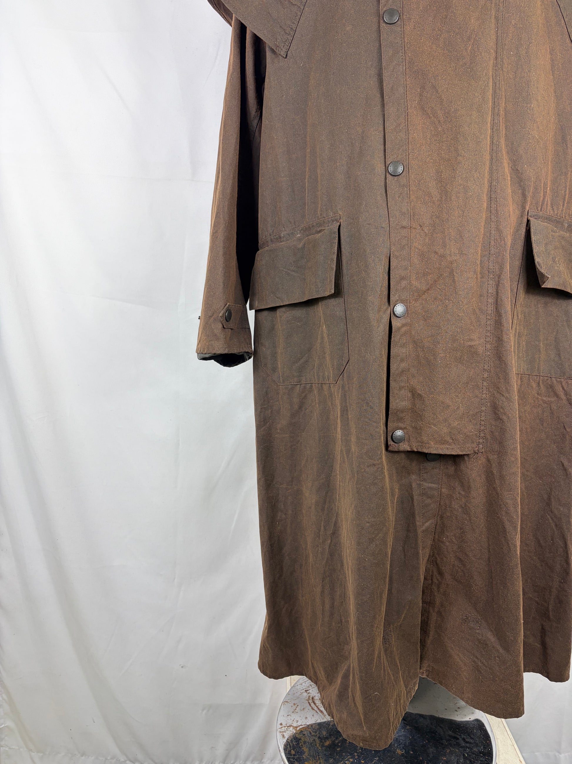 RARO Cappotto Barbour STOCKMAN marrone Medium Man Brown wax Long Coat Size M - Shop In London