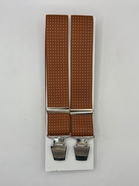 Bretelle da uomo con clip marrone chiaro con puntini - Shop In London
