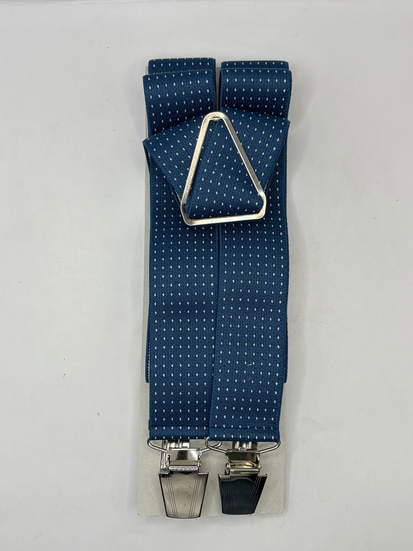 Bretelle da uomo con clip blu con puntini - Shop In London