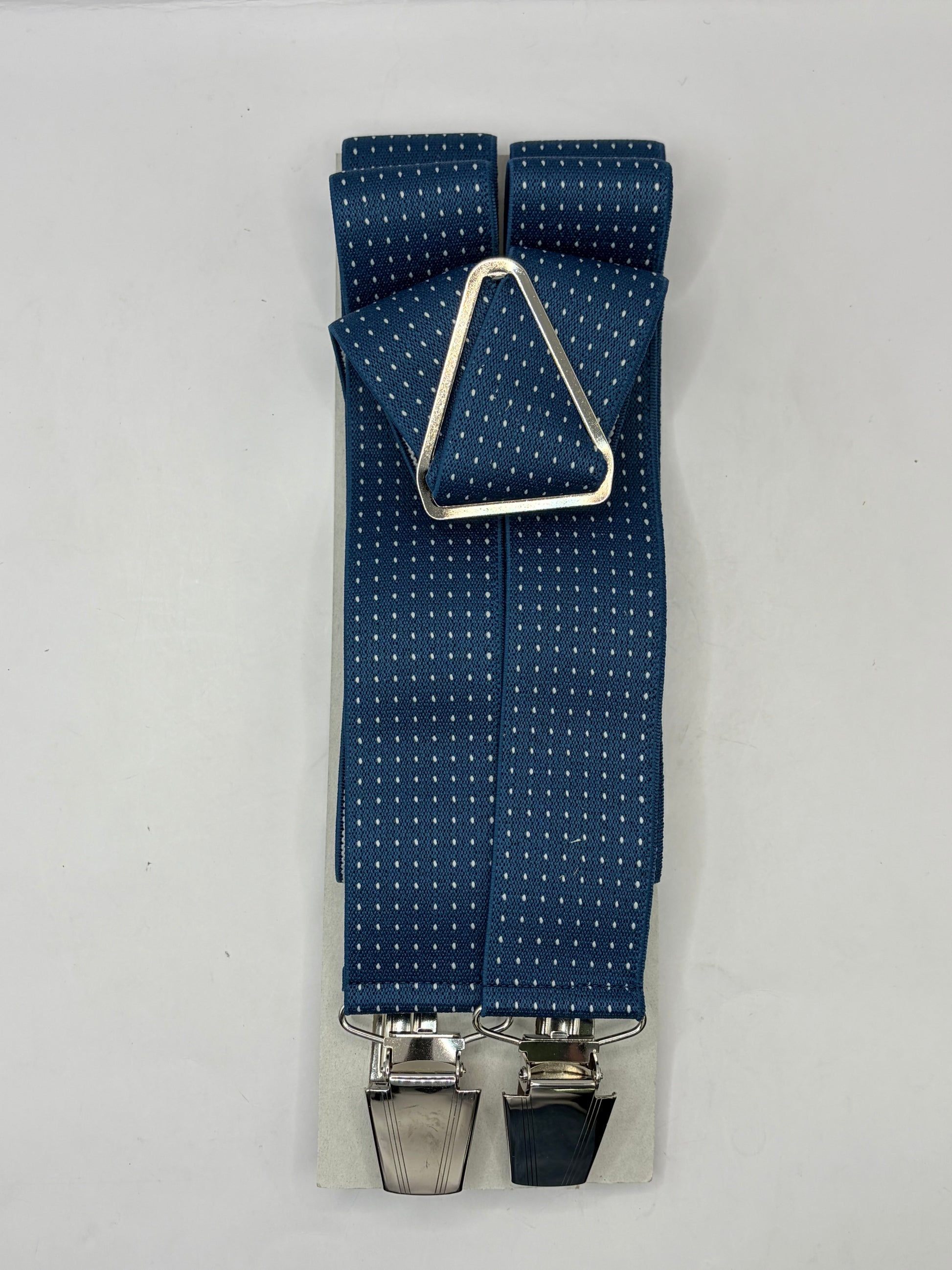 Bretelle da uomo con clip blu con puntini - Shop In London