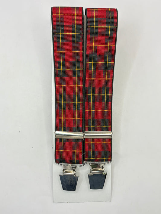 Bretelle da uomo a clip in tartan rosse - Shop In London