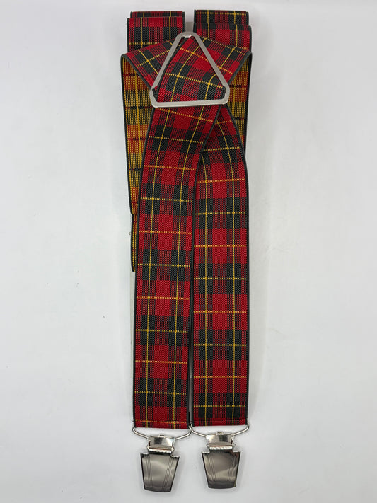 Bretelle da uomo a clip in tartan rosse - Shop In London