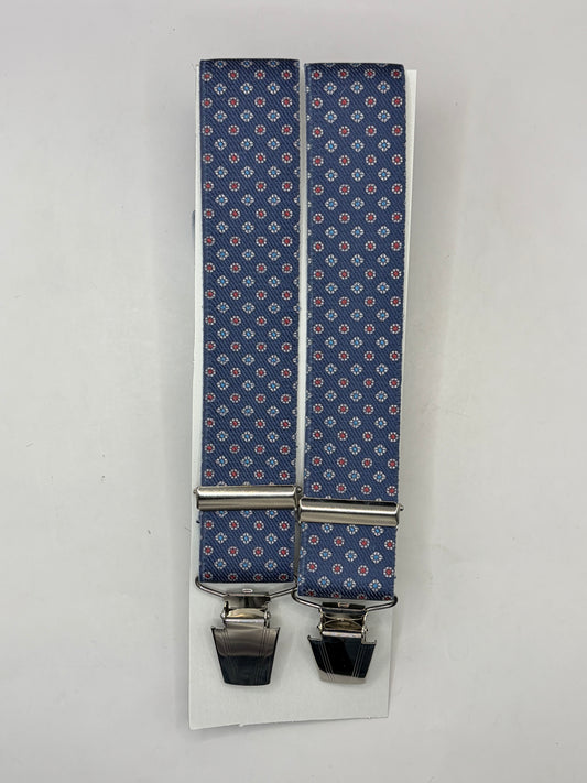 Bretelle da uomo con clip blu a fantasia - Shop In London
