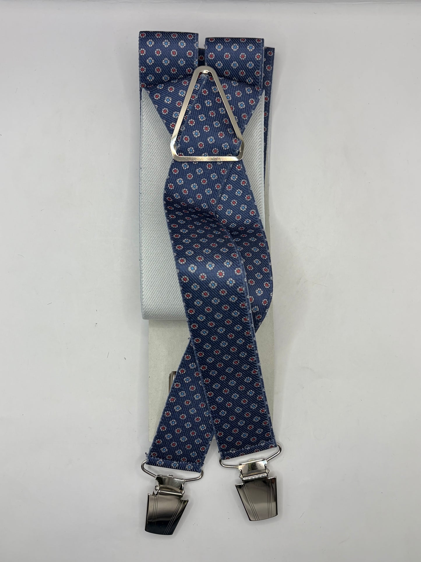 Bretelle da uomo con clip blu a fantasia - Shop In London