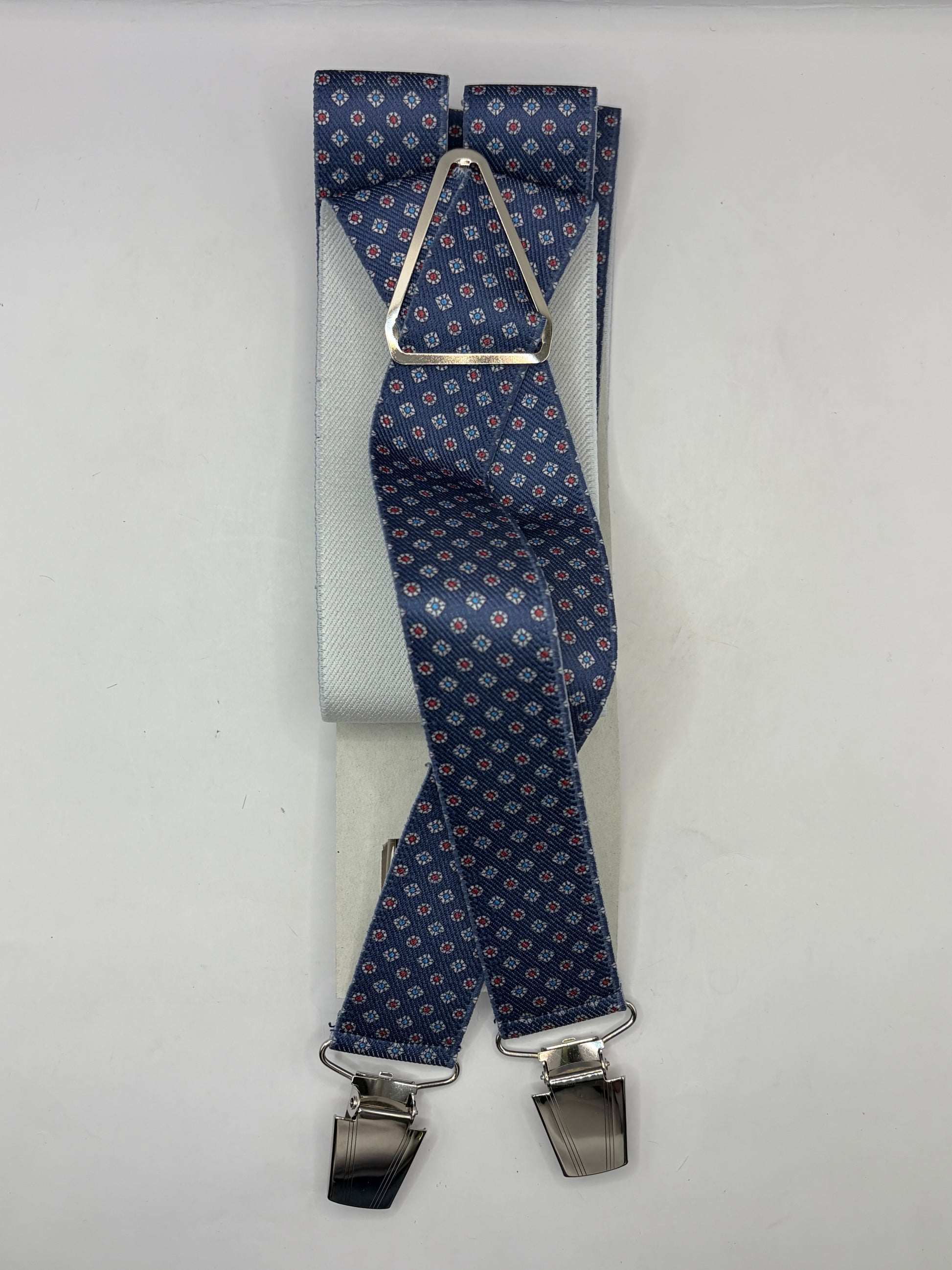 Bretelle da uomo con clip blu a fantasia - Shop In London