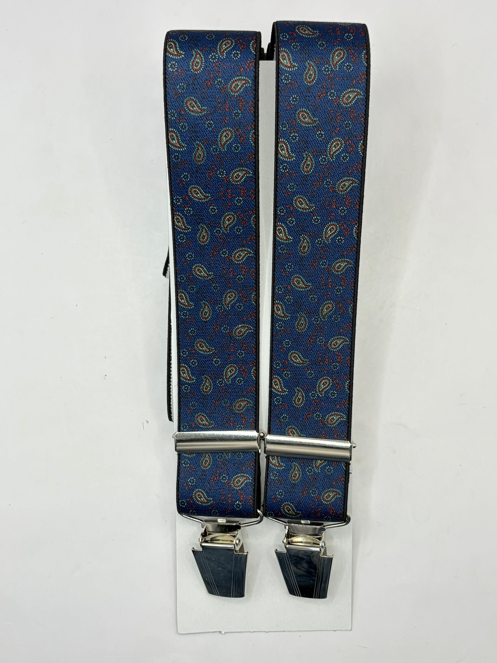 Bretelle da uomo con clip blu a fantasia - Shop In London