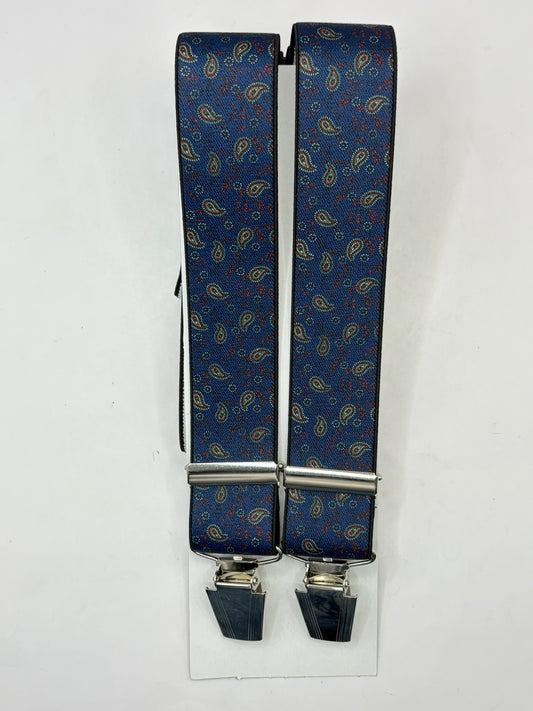 Bretelle da uomo con clip blu a fantasia - Shop In London