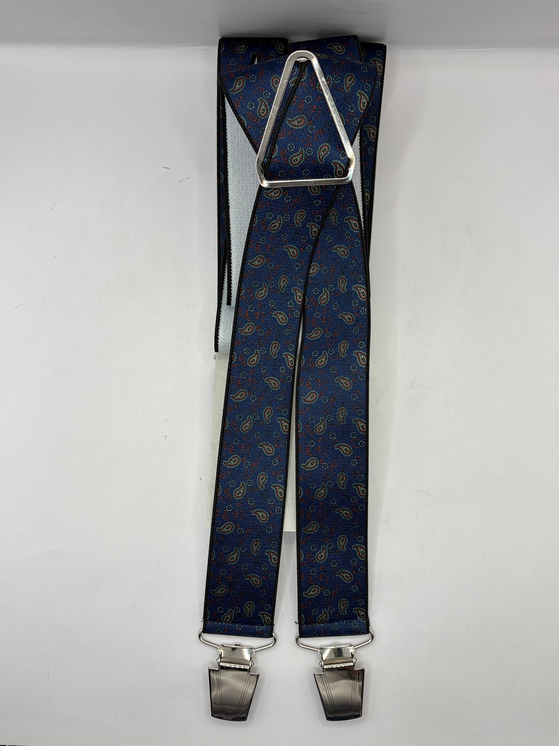 Bretelle da uomo con clip blu a fantasia - Shop In London