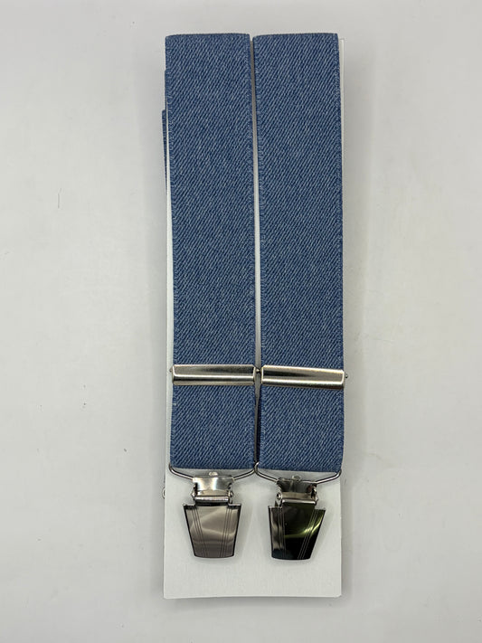 Bretelle da uomo colore denim chiaro con clip - Shop In London