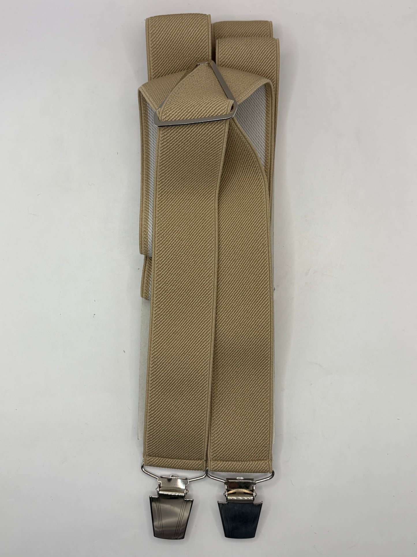Bretelle da uomo a clip beige tinta unita - Shop In London