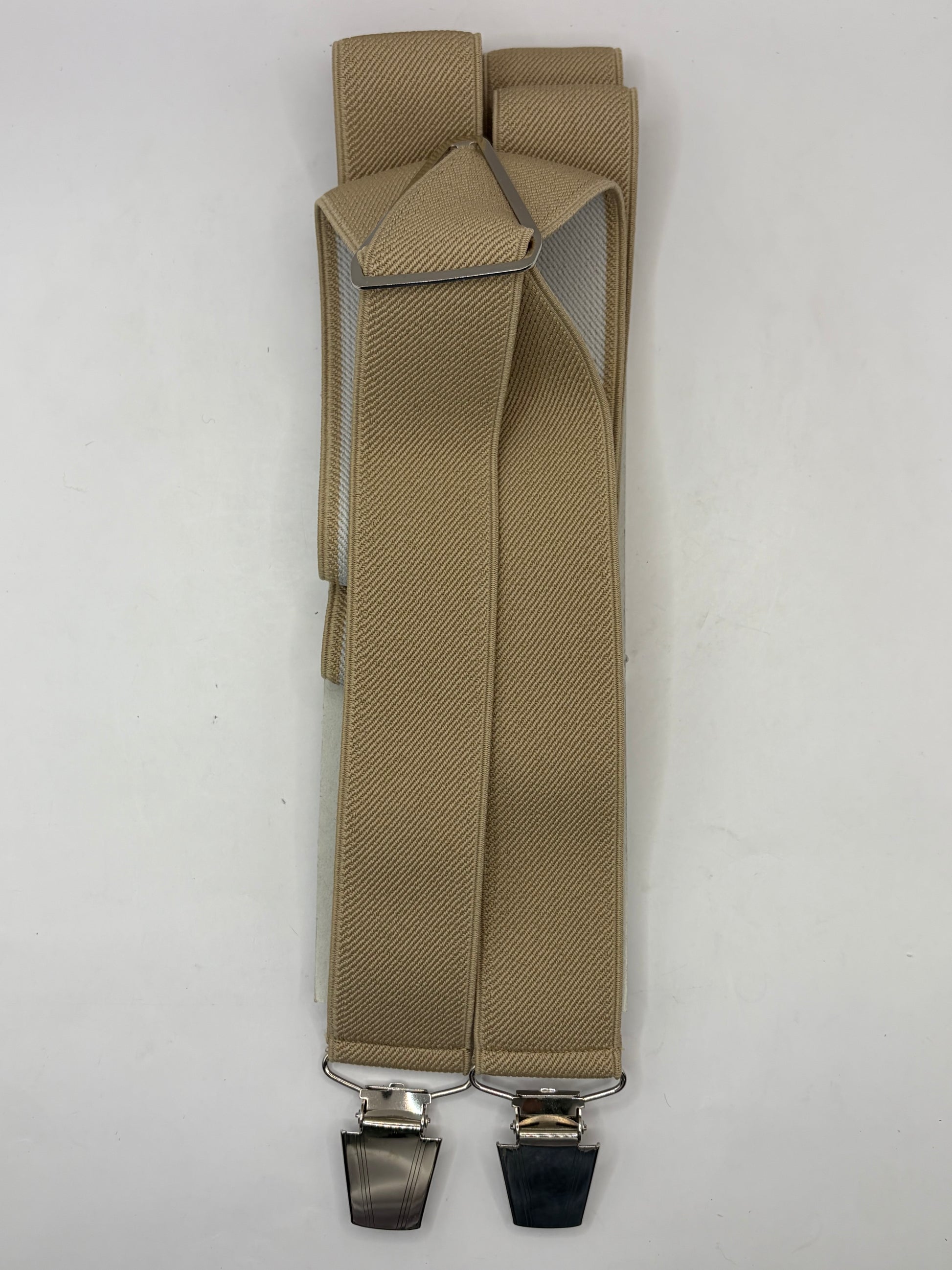 Bretelle da uomo a clip beige tinta unita - Shop In London