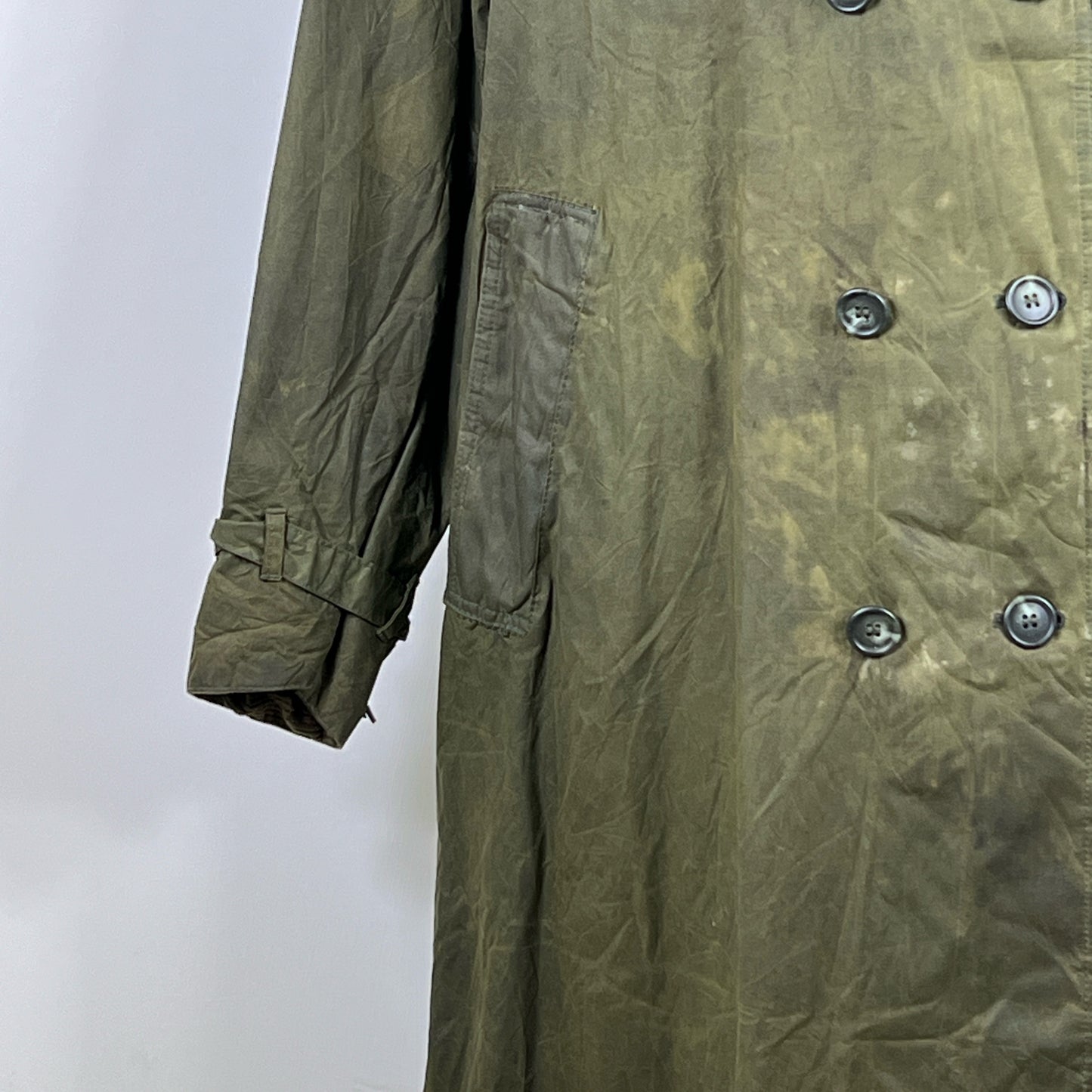 RARO Barbour Vintage Trench Coat verde cerato C42/107 cm Waxed Green Trench Coat L