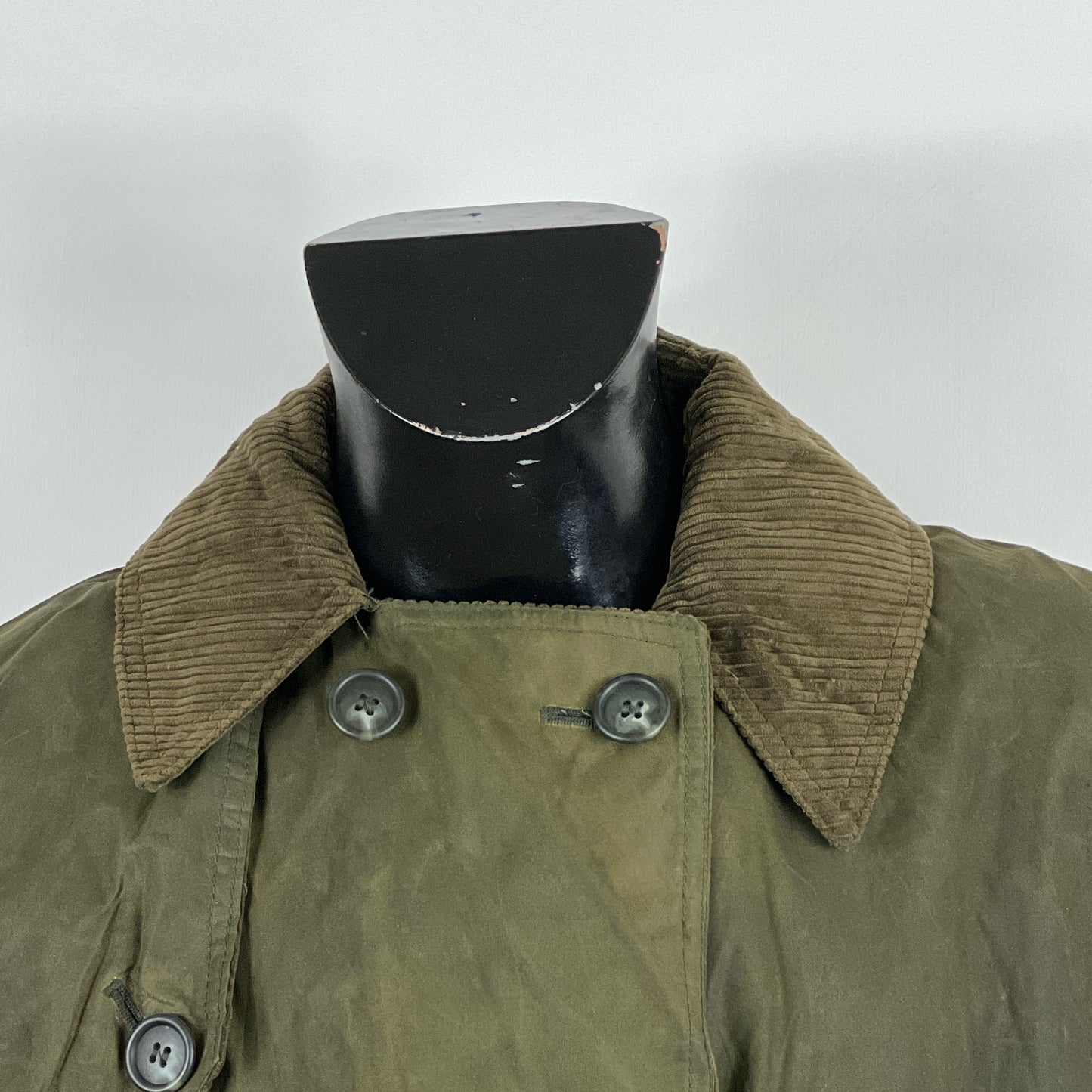 RARO Barbour Vintage Trench Coat verde cerato C42/107 cm Waxed Green Trench Coat L