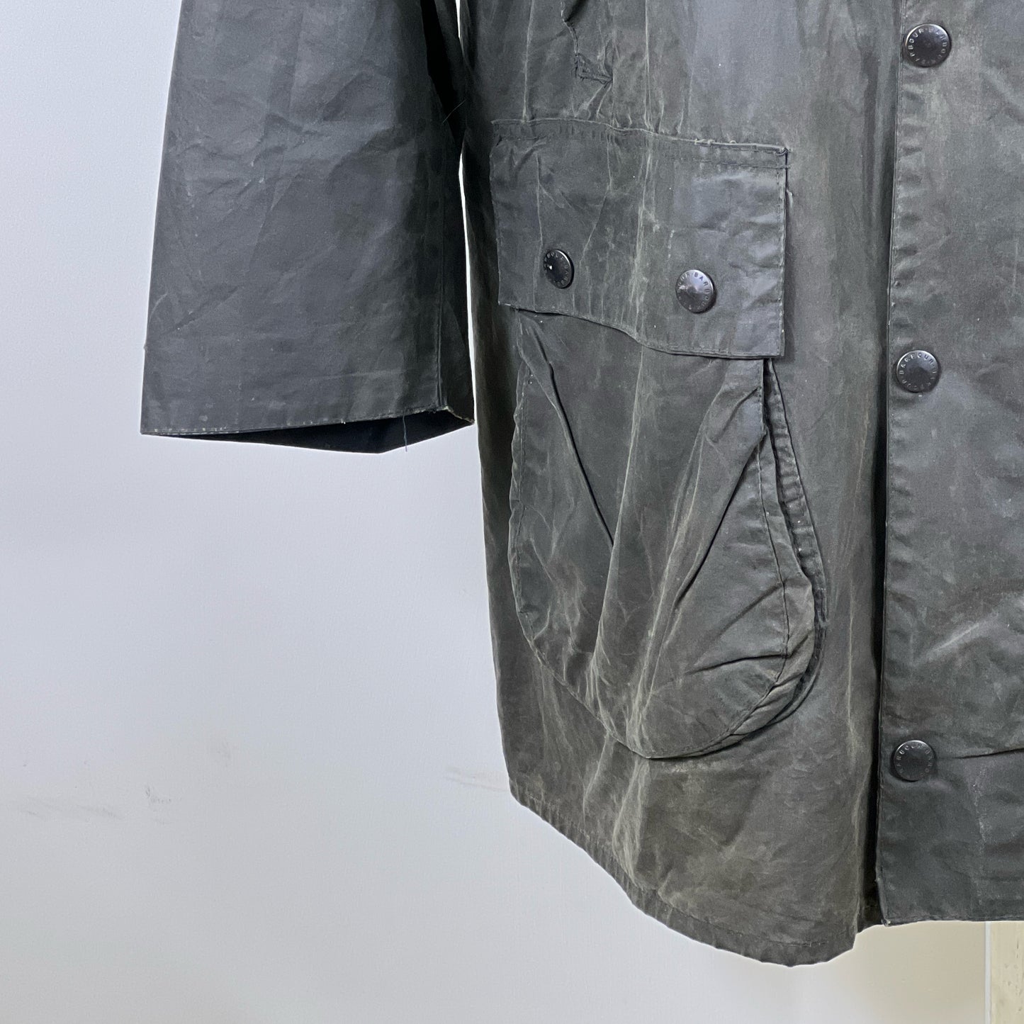 Barbour Uomo Border vintage Blu Cerato C44/112cm Navy Border Wax Coat Large/XLarge
