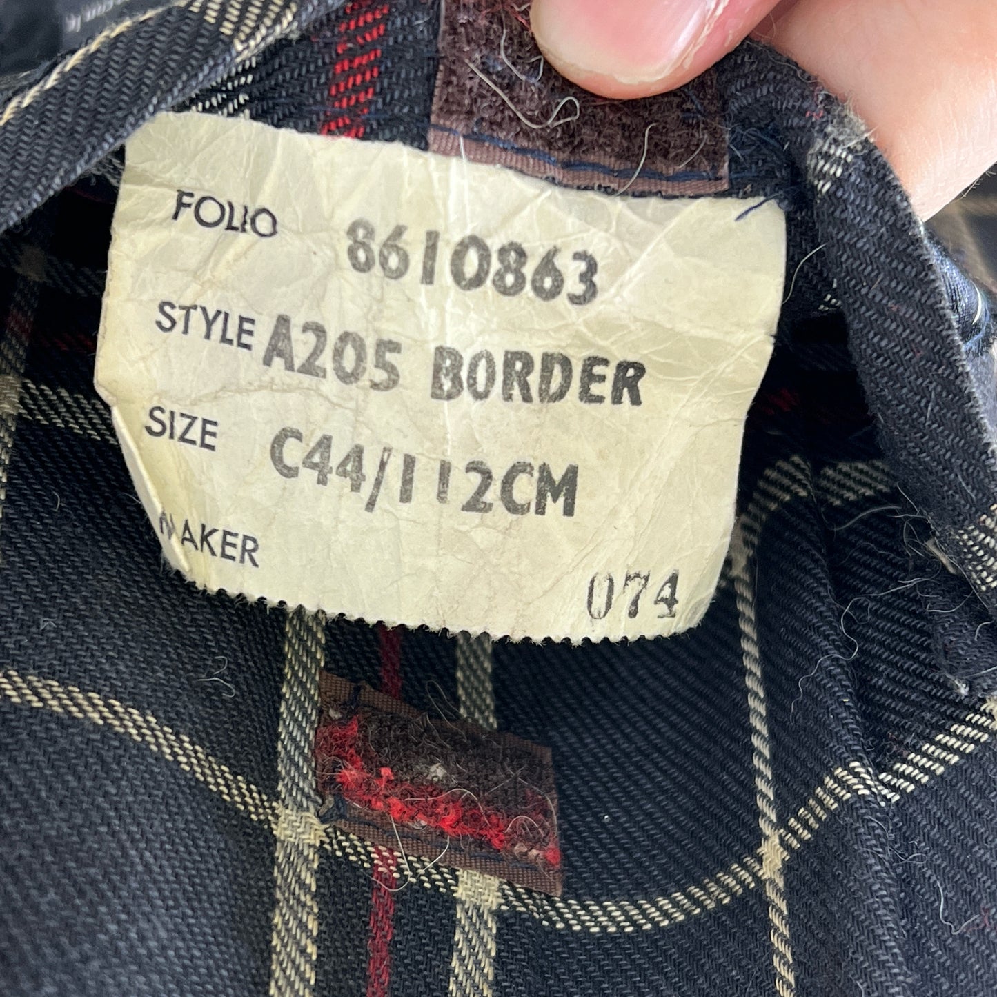 Barbour Uomo Border vintage Blu Cerato C44/112cm Navy Border Wax Coat Large/XLarge