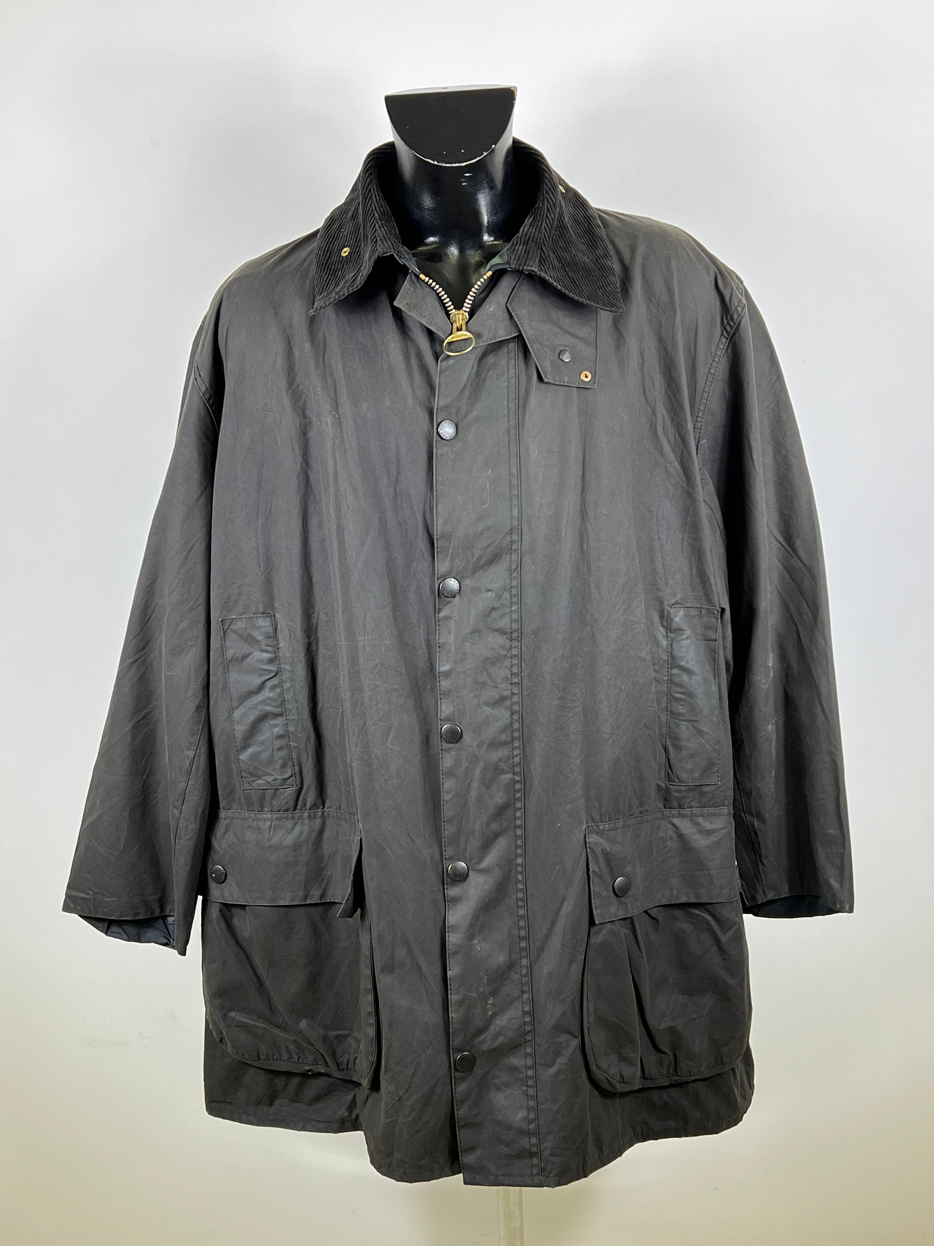 Barbour Giacca Border Nero Vintage Uomo Cerata C50 127 cm Black wax coat size XXL
