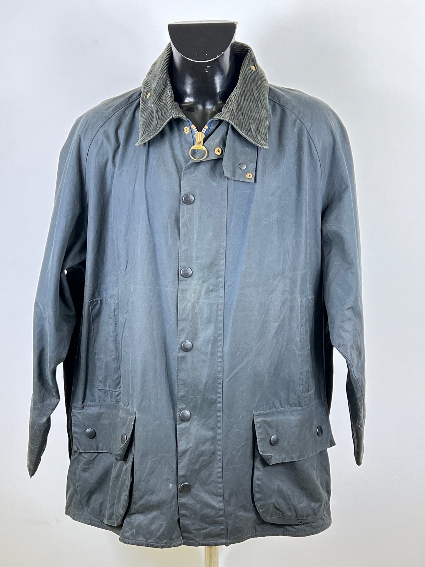 Barbour Giacca Beaufort vintage blu C50/127cm Navy Wax Beaufort jacket XXL