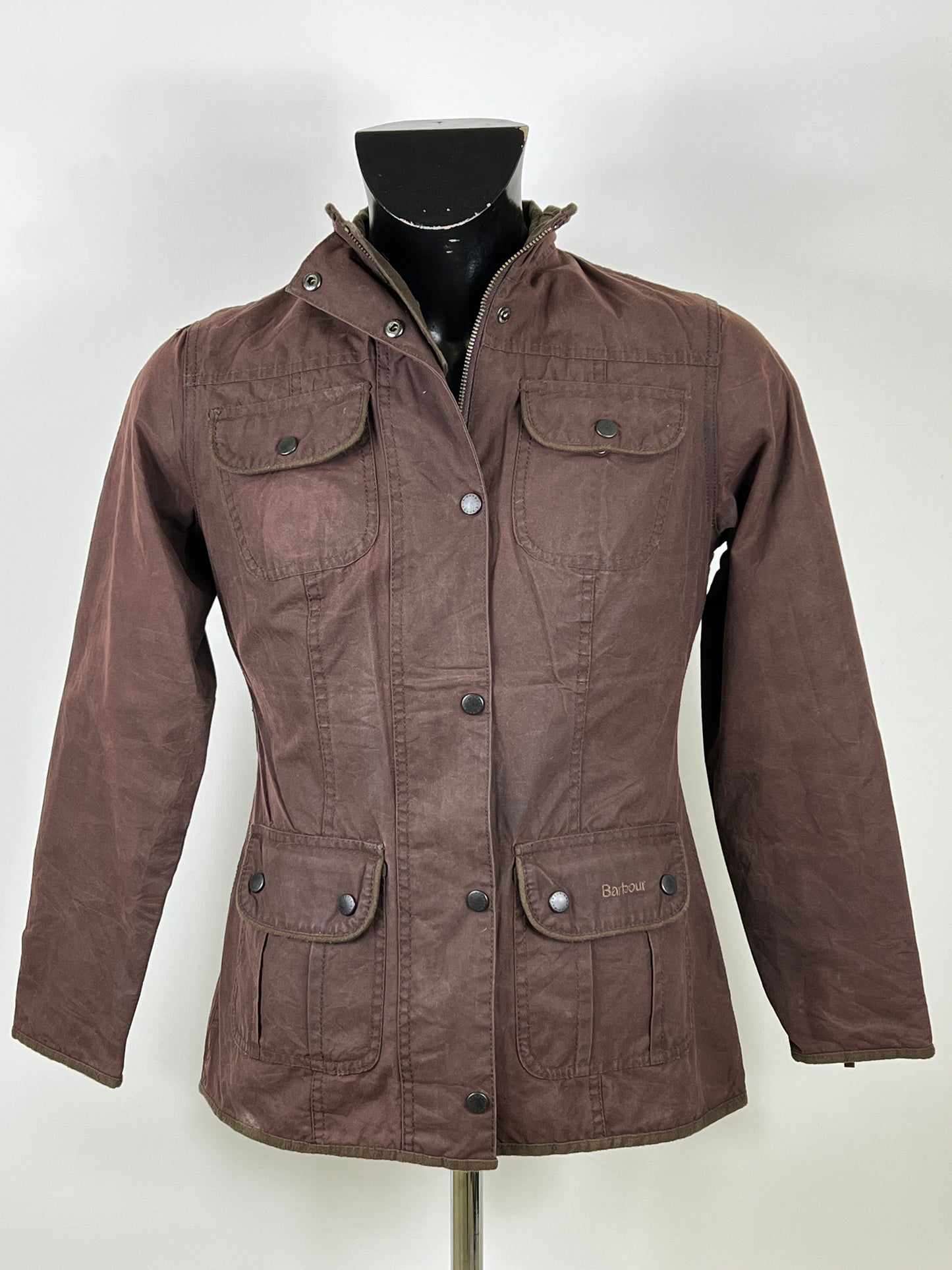 Giacca Barbour corta donna marrone UK8 Xsmall Brown short Lady Utility jacket XS tg.38