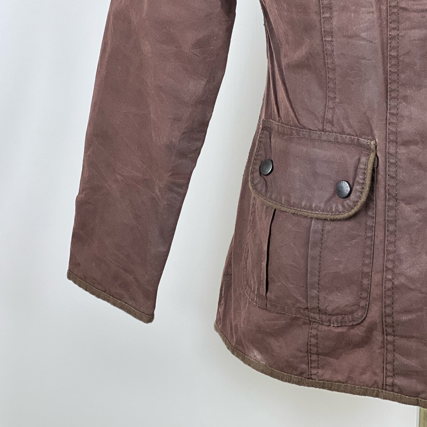 Giacca Barbour corta donna marrone UK8 Xsmall Brown short Lady Utility jacket XS tg.38